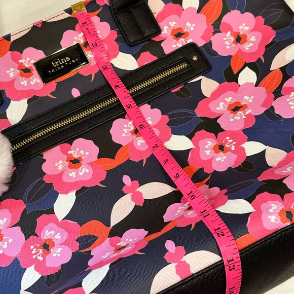 Trina Turk Black and Pink Floral Tote with Wallet - Picture 5 of 11